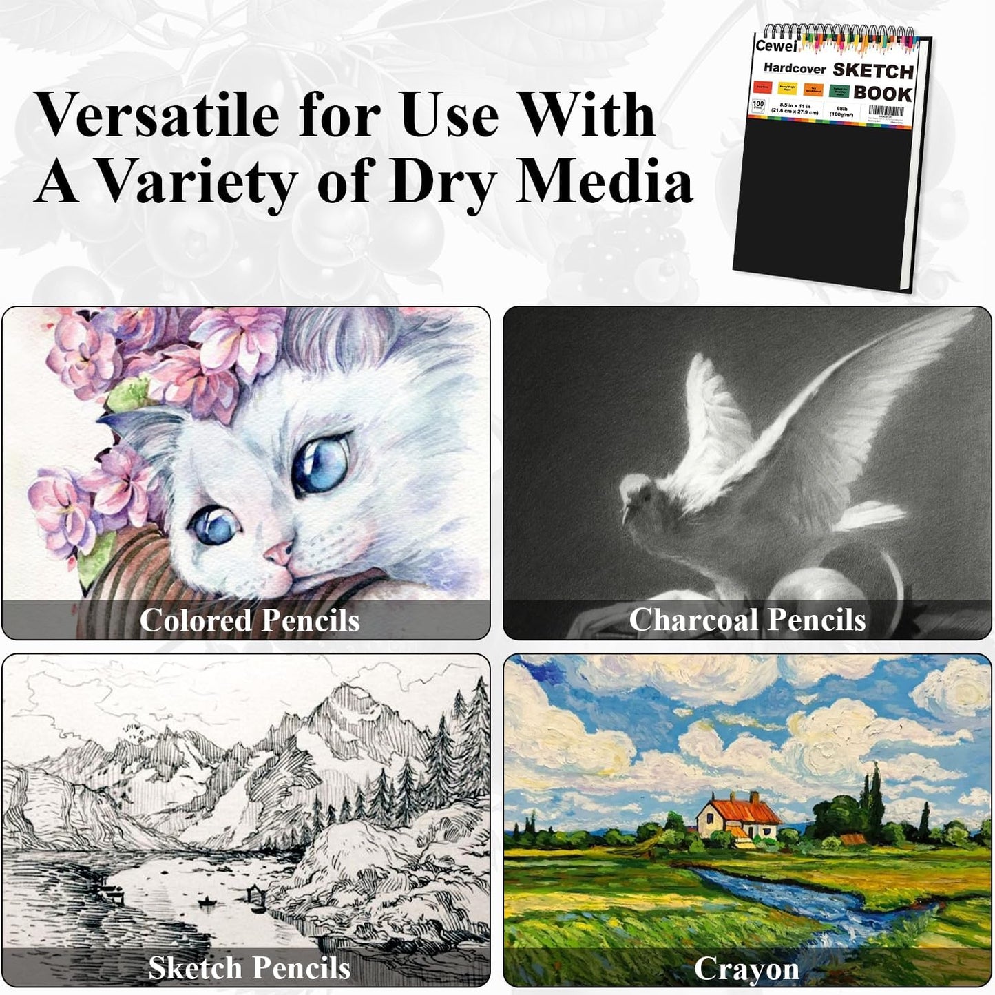 Sketch Book 8.5" x 11", 100 Sheets Hardcover Sketchbook, 68 lb /100 GSM Drawing Paper for Kids, Top Spiral Sketch Pad for Kids, Classroom Must Haves, Art Supplies for Adults.