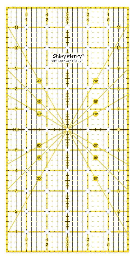Quilting Ruler 6"x12",Non-Slip Clear Acrylic Sewing Ruler with Easy-to-Read Grid,Yellow & Black Grid Design,Perfect for Fabric,Patchwork,Cutting & Sewing Crafts,Durable Tool for Quilting