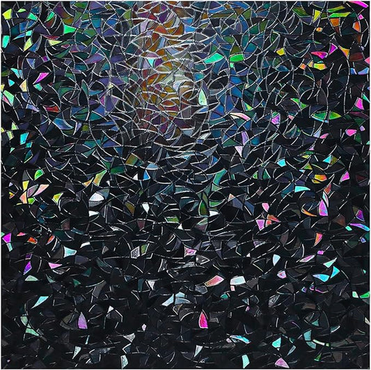 rabbitgoo Window Privacy Film Rainbow Film Decorative Window Sticker, 3D Static Stained Glass Cling Tint for Room Darkening Day Sleep, Black, 29.5 x 118.1 inches