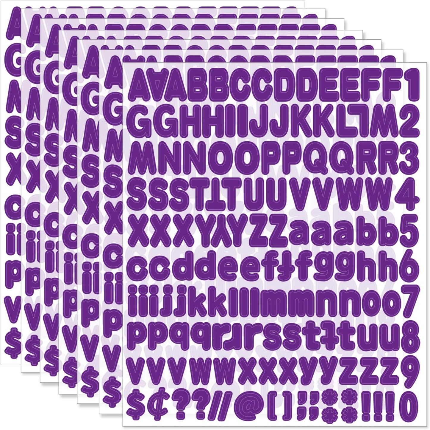 Alphabet Stickers, 1'' Inch, 12 Sheets, Deep Purple Letter Stickers, Self-Adhesive Vinyl, Mailbox Numbers, Classroom & Home Decor