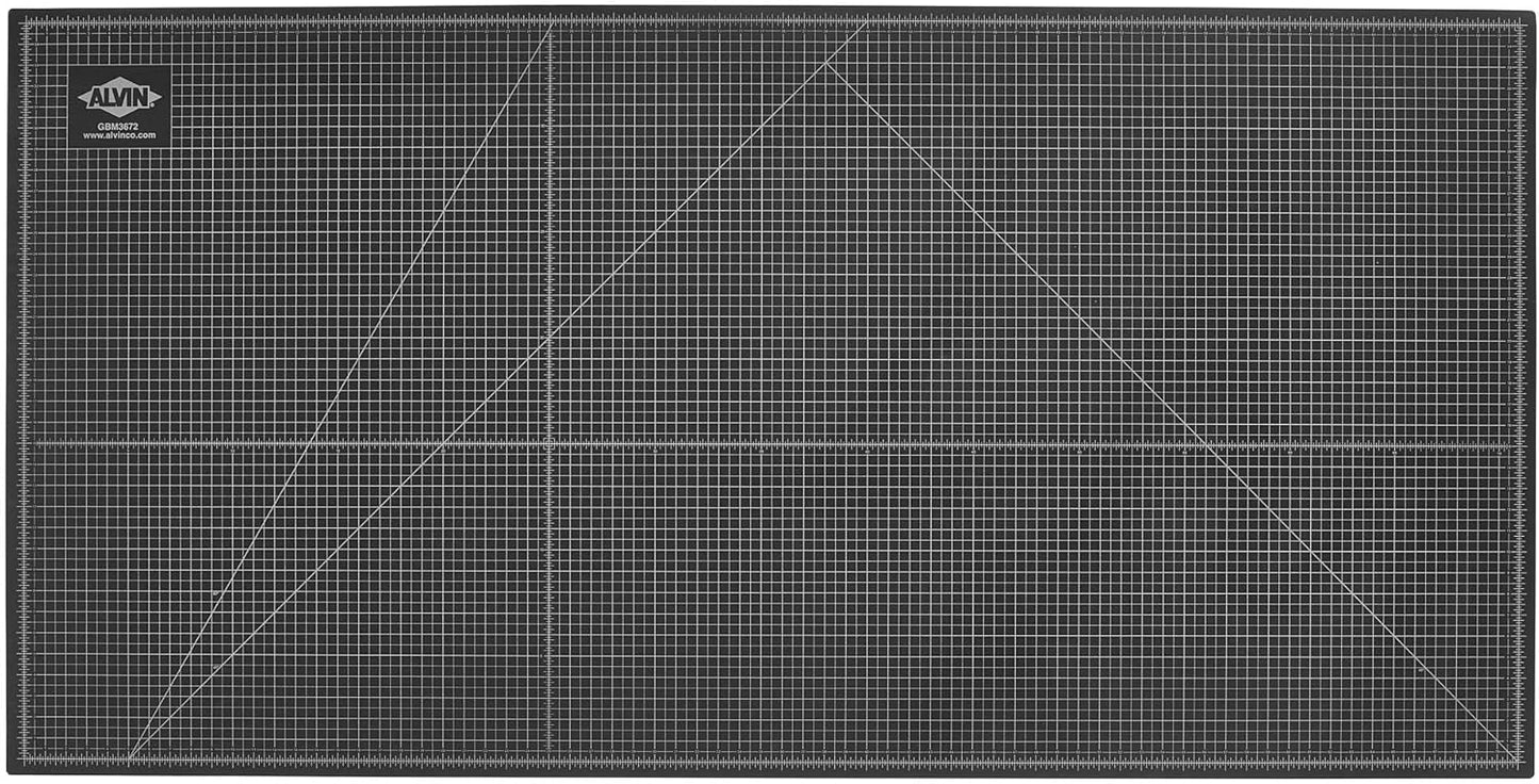 ALVIN GBM Self-Healing Cutting Mat 36 x 72 inch | Double-Sided Green/Black | 5-Layer Gridded Surface for Arts, Crafts and Sewing (actual size 36.61 x 72.83 inches) - Model GBM3672