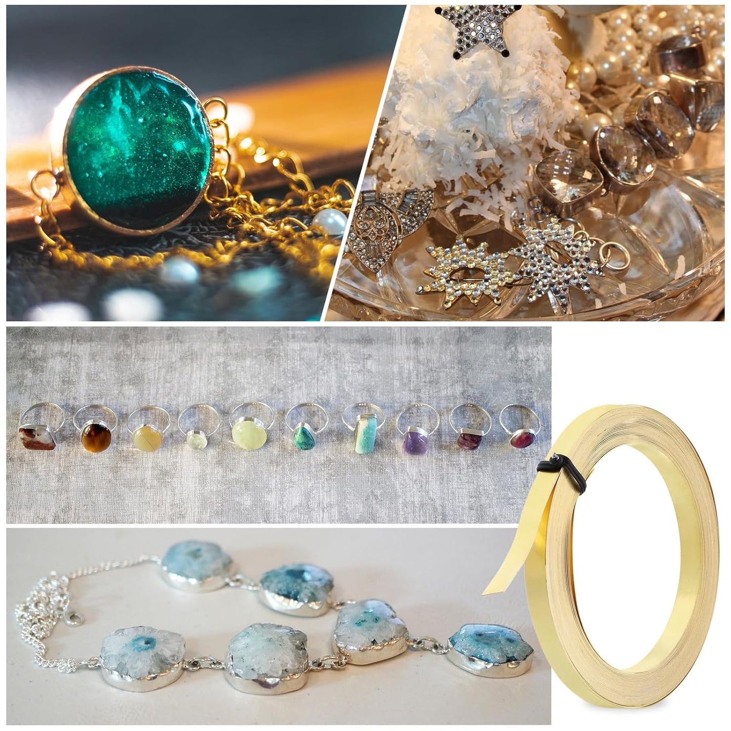 PATIKIL 19.7 Feet Brass Wire, 6mm Wide Bendable Brass Beading Wire 30 Gauge Flat Bezel for Jewelry Making DIY Sculpting Crafts