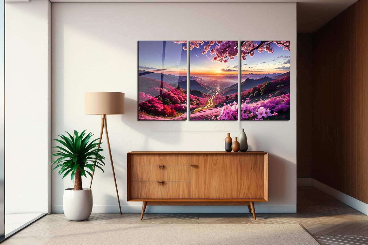 SpiritualHands Scenery Tempered Glass Wall Art Painting for Living Room, Tempered Glass Modern Prints Decor, Large Vivid Color Panel for Bedroom, Kitchen, or Office