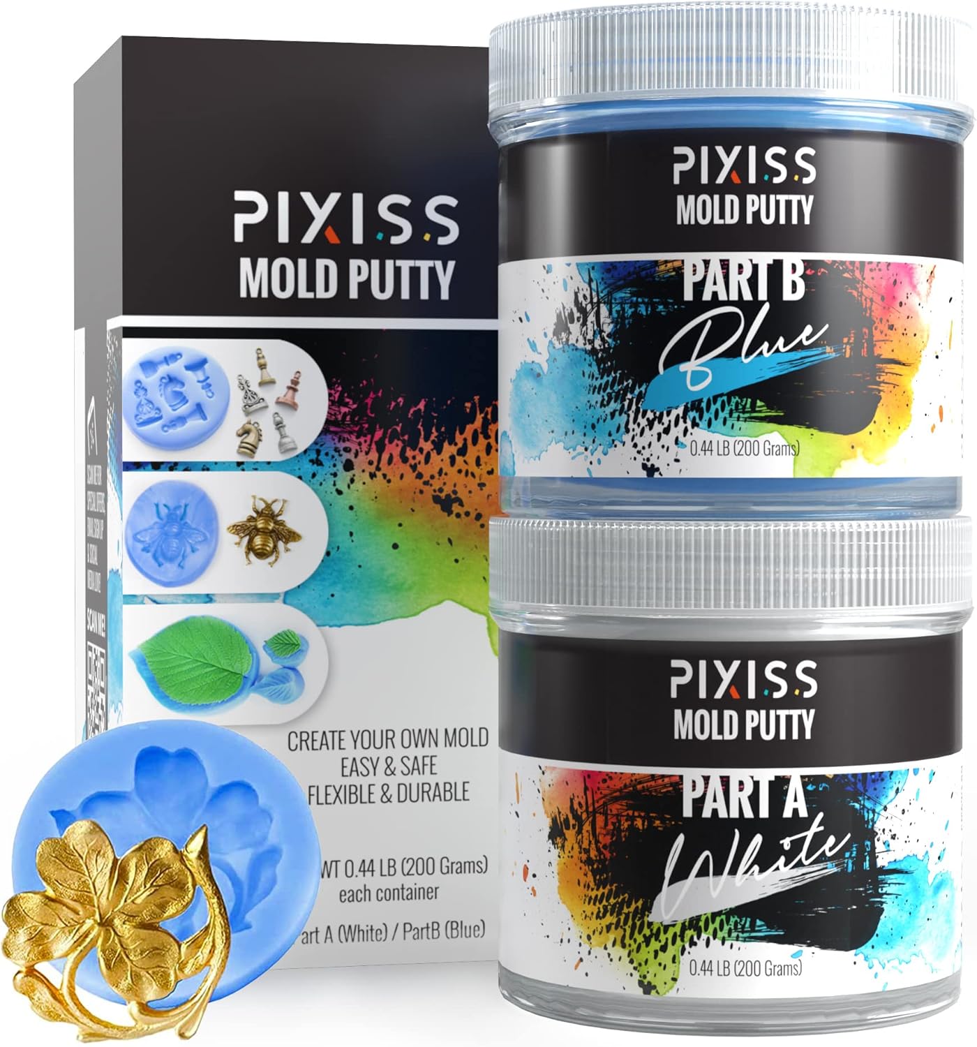 Moldable Putty (2 lbs) Silicone Mold Making Kit - A:B Mold Putty for Creating Casting Molds for Soap Making Supplies, Jewelry Making, Sculpting and More