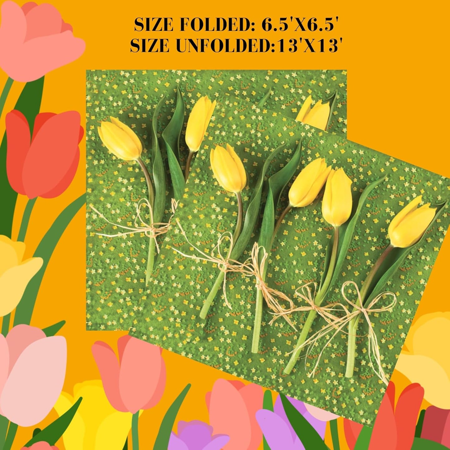 20-ct 13x13 Flowers Paper Luncheon Decoupage Napkins, 3-Ply Servilletas Printed Tulips Flowers Cocktail Napkin for Art, Dinner and Party, Disposable Napkins Decor