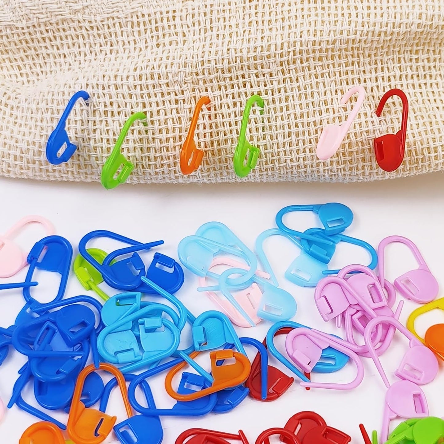 150 PCS Locking Stitch Markers for Knitting, Colorful Plastic Crochet Clips and Knitting Accessories with 10-Compartment Storage Box, Crochet Supplies and Yarn Markers for Craft Projects