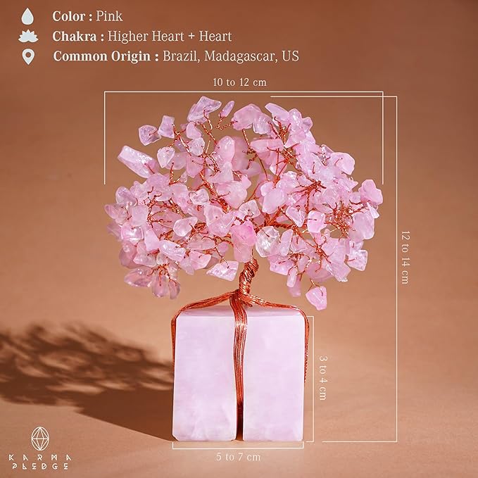 Rose Quartz Crystal Trees for Home Decor, Office Desk Decoration, Chakra Healing Crystals and Stone for Positive Energy, Money, Good Luck, Tree of Life Spiritual Birthday Gifts for Women and Mom