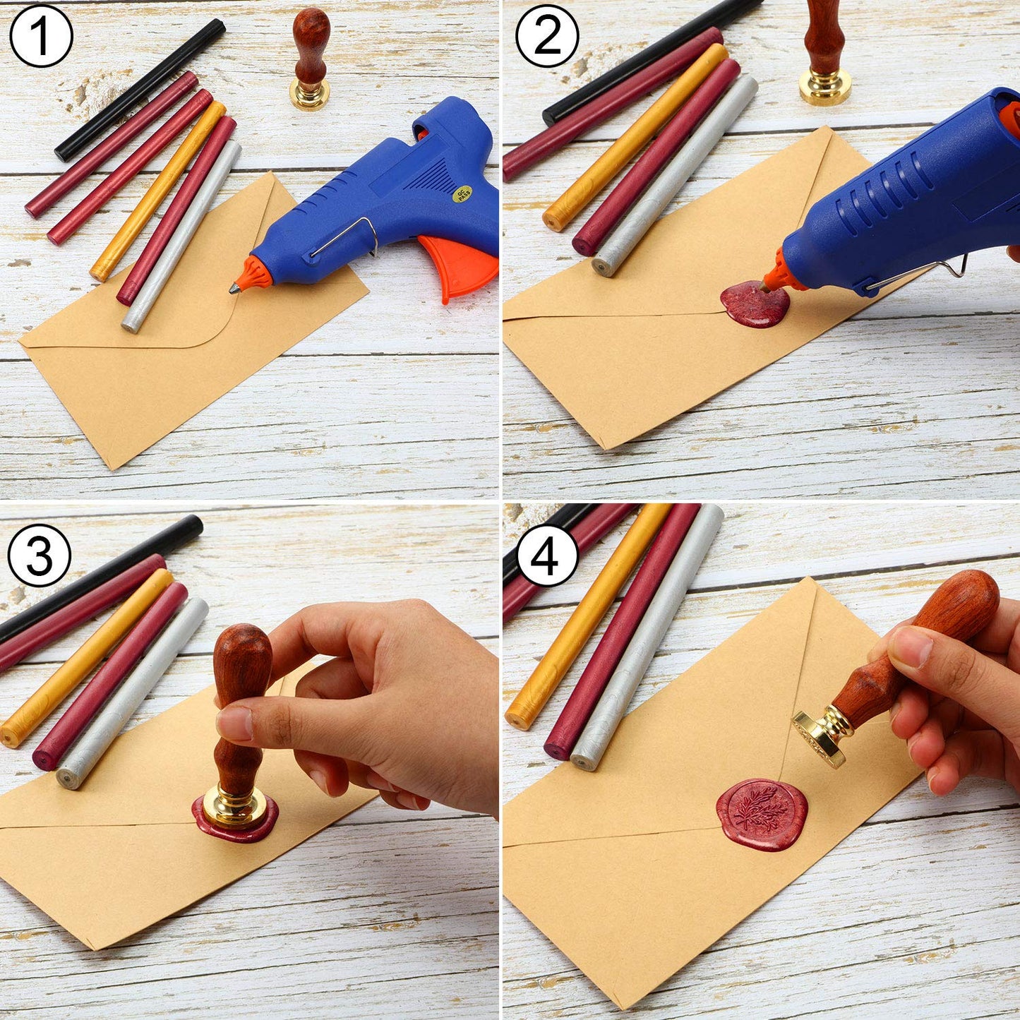 Nuanchu 15 Pcs Glue Gun Sealing Wax Sticks Retro Vintage Wax Sticks for Seal Stamp and Letter for Wedding Invitations Card Envelope Christmas Holiday Gift Ideas(Wine Red)