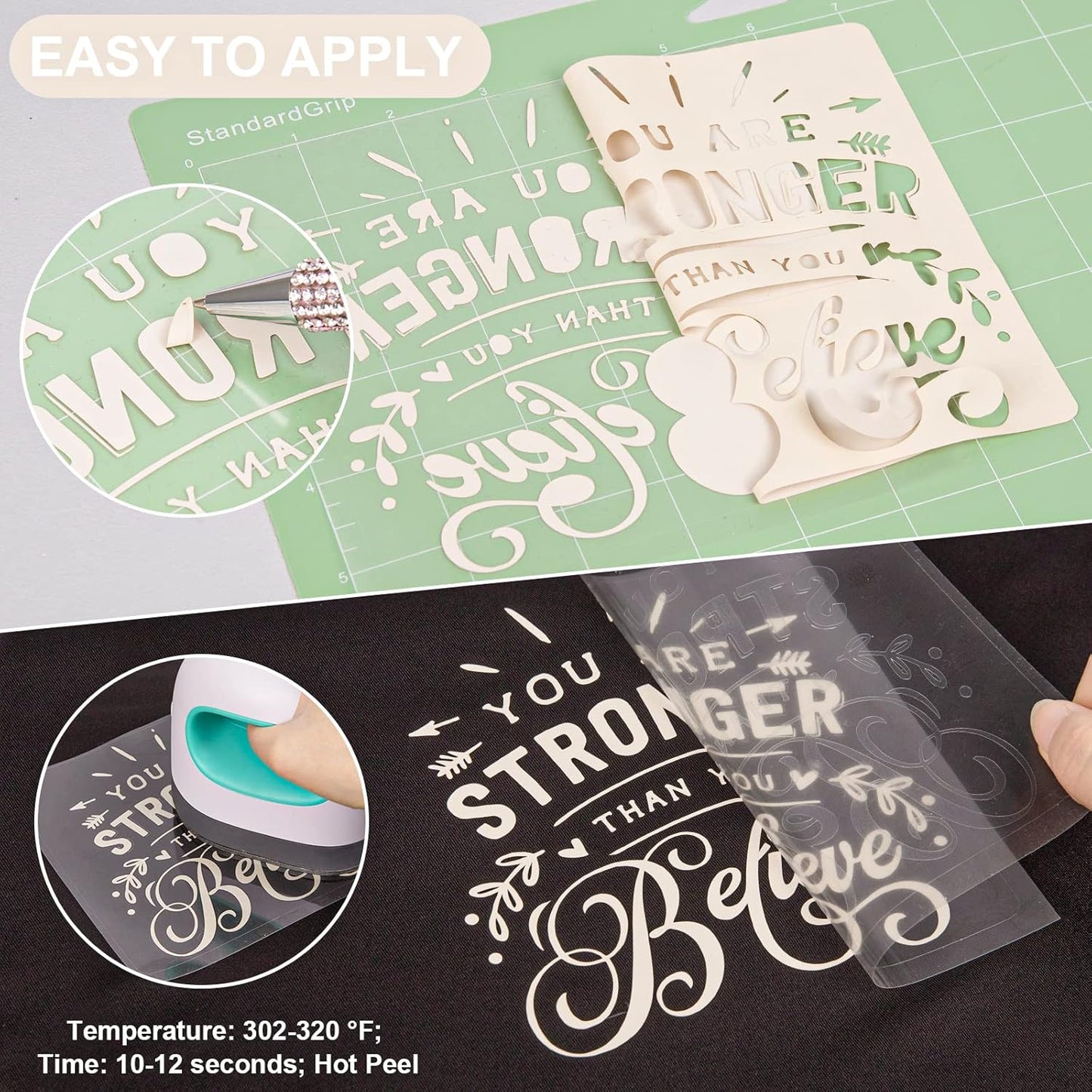 VINYL FROG Heat Transfer Vinyl Roll HTV Vinyl - 12" x5ft Cream Iron on Vinyl for T-Shirts, Heat Press Vinyl for DIY Craft Designs (Cream)