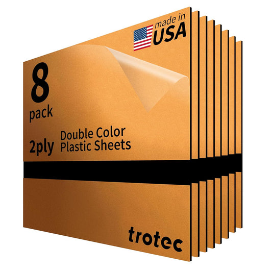 Trotec | Metallic Looking Acrylic Sheet | 12"x12"x1/16, 8 Pcs | Smooth Gold/Black | Metallic Finish - Scratch Resistant for Laser Engraving & Cutting,Printing,Glowforge,Name Plate | USA Made