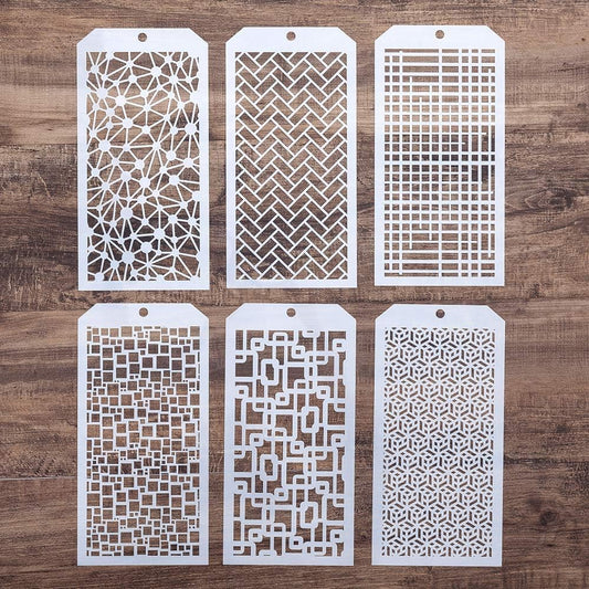 DIY Decorative Stencil Template for Scrapbooking Painting on Wall Furniture Crafts,Set of 6 (Brick)
