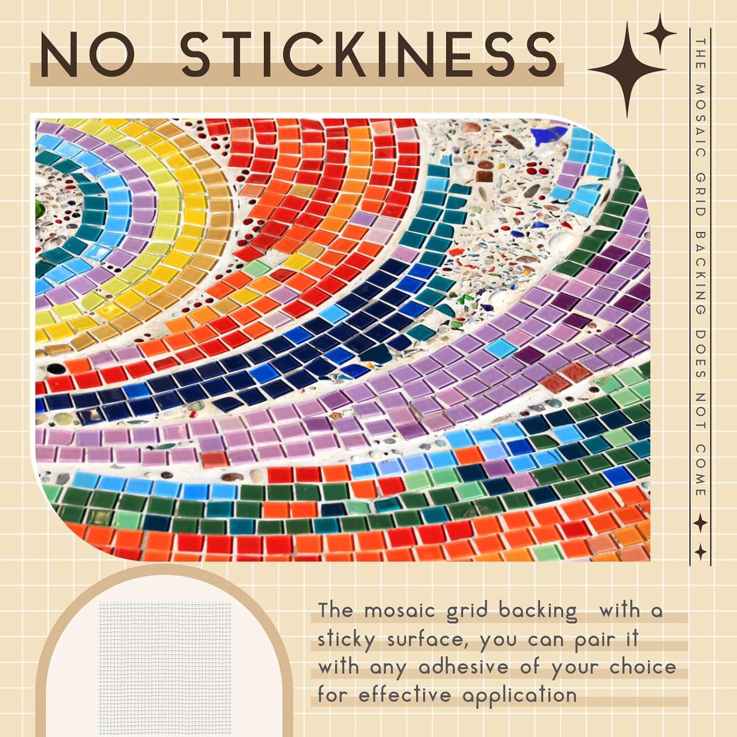 4 Set 24" X 24" Mosaic Mesh for Back Mounted Tile Fiberglass Mosaic Mesh Backing Boast for Tile Installation Supplies Tools (Non Sticky)