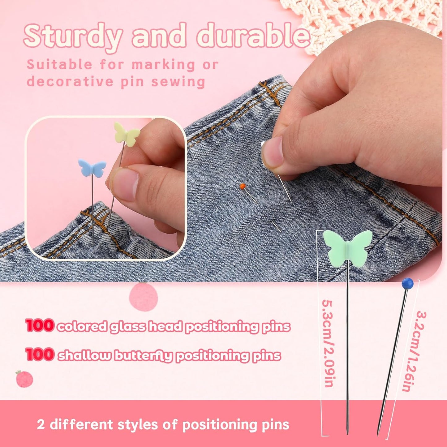 Wrist Pins Cushions for Sewing, 200PCS Sewing Pins, Cute Pin Cushion Wrist Pin Cushion with Elastic Strap, Sewing Products Colored for Handicrafts DIY Sewing