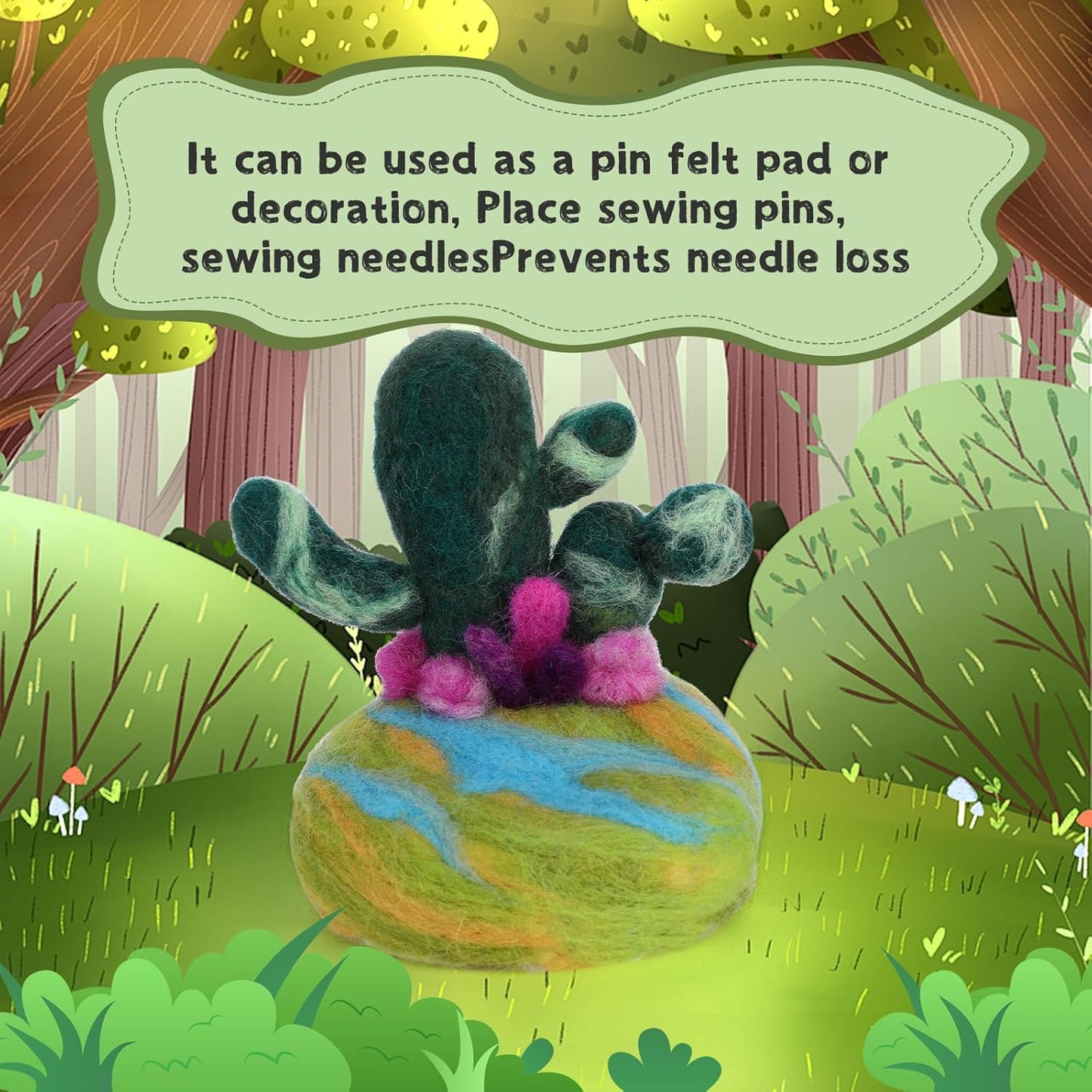 Yizzvb Needle Felting Kit for Beginners Adults, Complete Plant Wool Felting Set with 100pcs Sewing Pins, Felting Needles, Wool, Pad & Instructions, DIY Craft Kit for Home Decor & Creative Projects