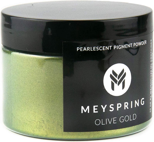 MEYSPRING Olive Gold Epoxy Resin Green Pigment - 50 Grams - Green Mica Powder for Epoxy Resin, UV Resin and Resin Art - Color Shifting Pigment
