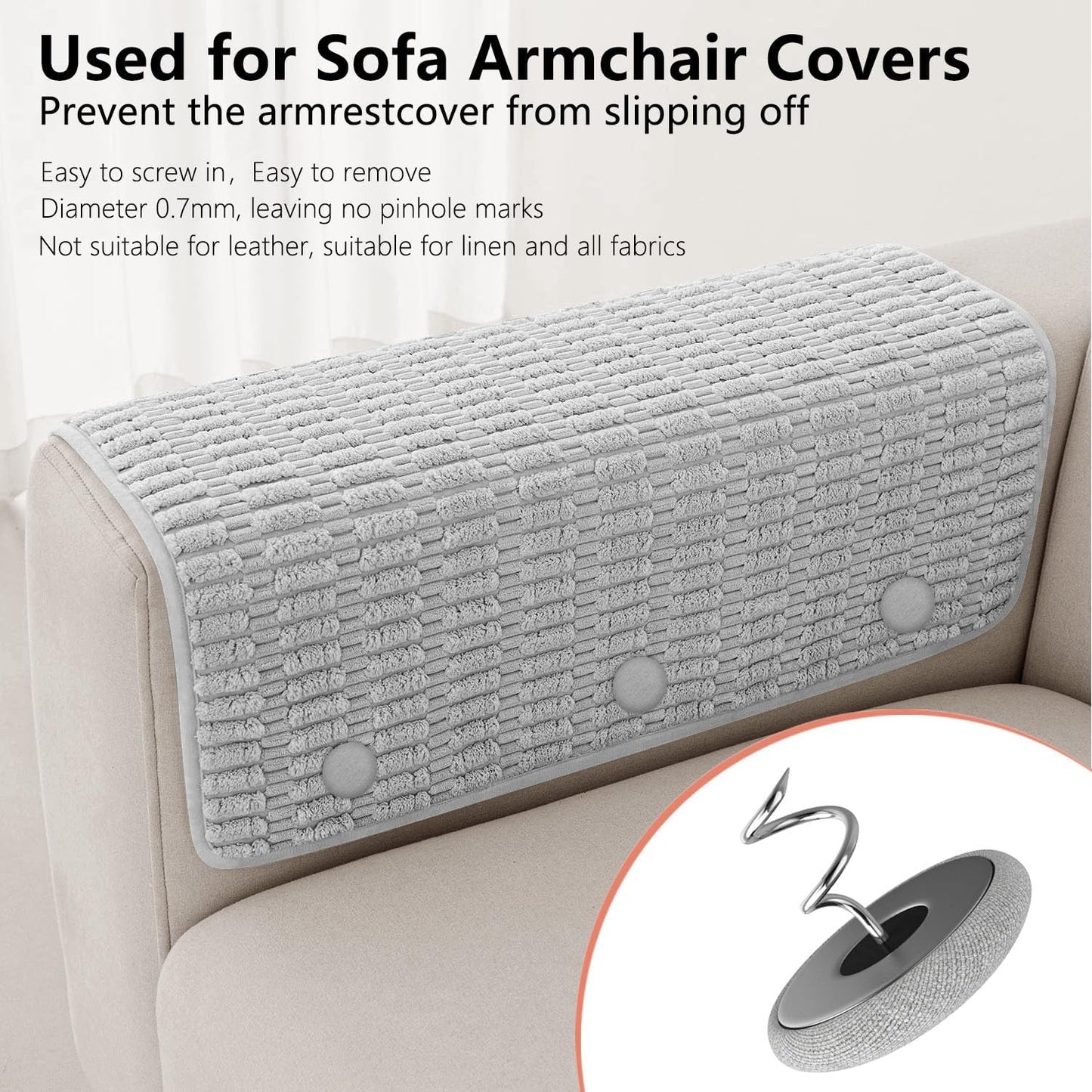 12 Colors Fabric Covered Button Twist Pins Dust Ruffle Pins- for Sofa，Upholstery，Armchair Caddies, Armrest Covers,Bed Skirts, Slipcovers, Headliners (Light Gray, 24)