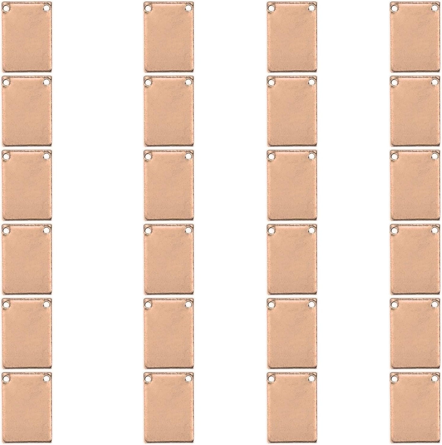 ImpressArt - Premium Metal Stamping Rectangle Blanks for Metal Stamping and Jewelry Making (24 Pack) (7/16" x 3/4" Rectangle w/ 2 Holes, Copper)