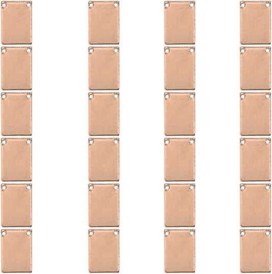 ImpressArt - Premium Metal Stamping Rectangle Blanks for Metal Stamping and Jewelry Making (24 Pack) (7/16" x 3/4" Rectangle w/ 2 Holes, Copper)