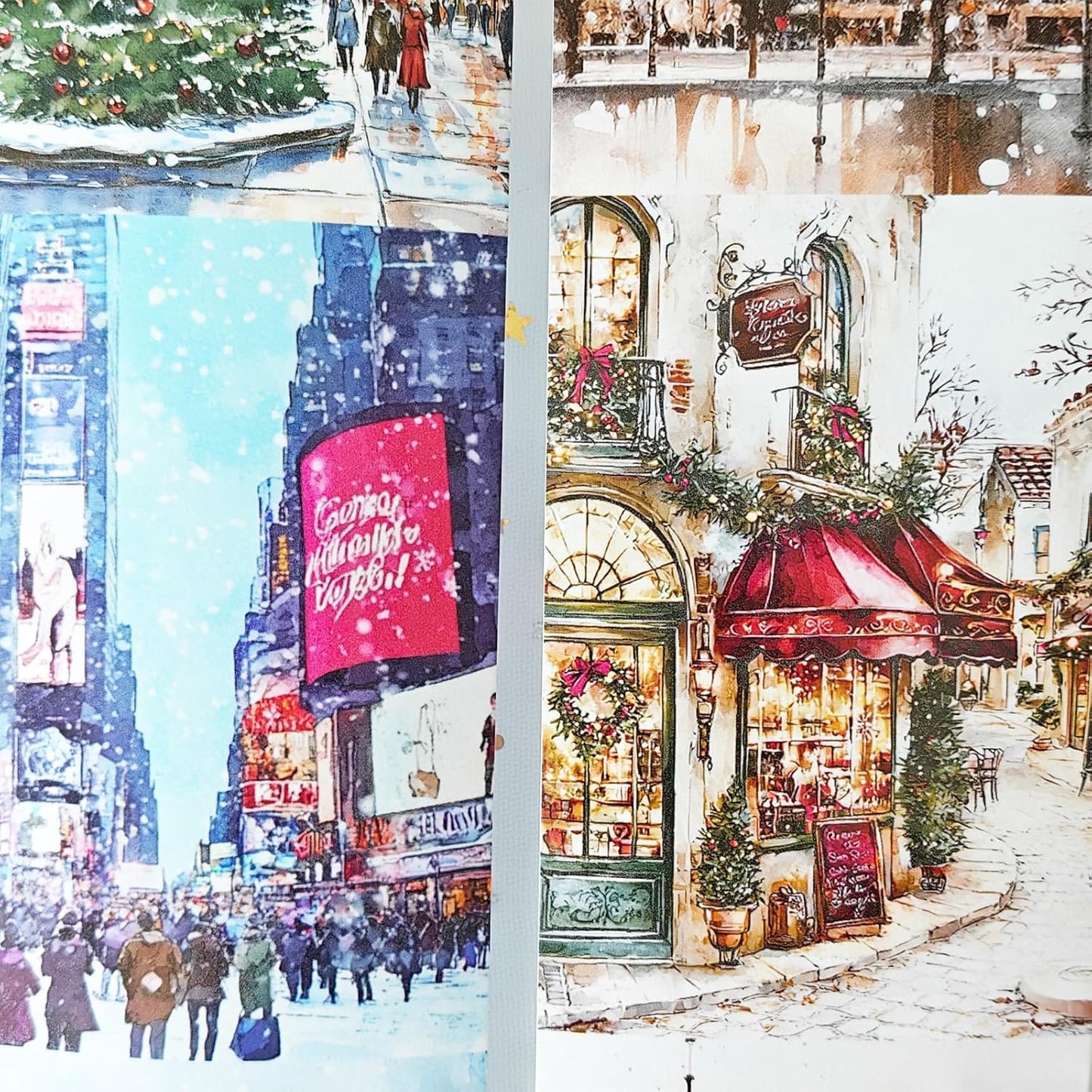 Washi Tape Set,3 Rolls Christmas Stickers for Scrapbook Supplies,Large Size Landscape Washi Tape Stickers for Journaling,Junk Journal,Phone Case,Planner,DIY Craft(Paris)