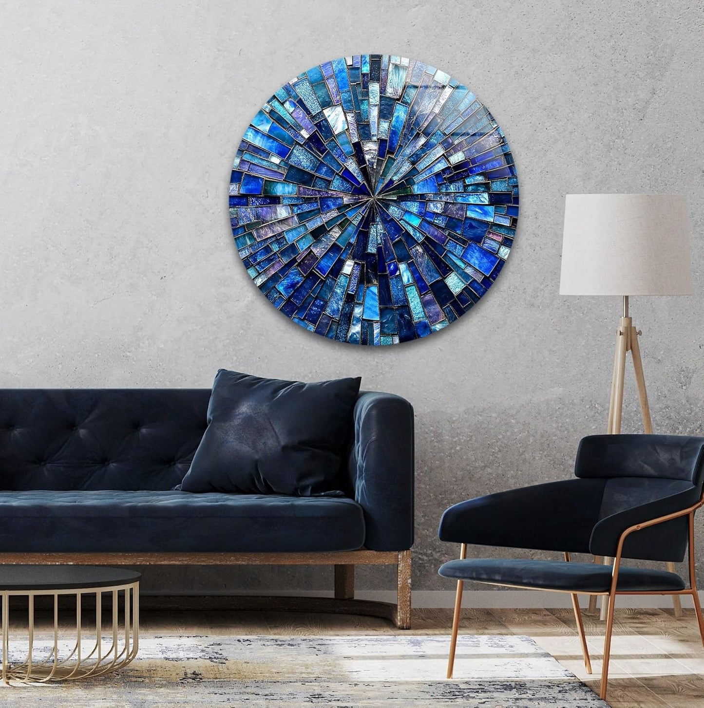 My Photostation.com 39,4''(100cm) Diameter Radiant Mosaic Burst Round Glass Wall Art Tempered Glass Printing Wall Decor Large Wall Art Wall Hangings