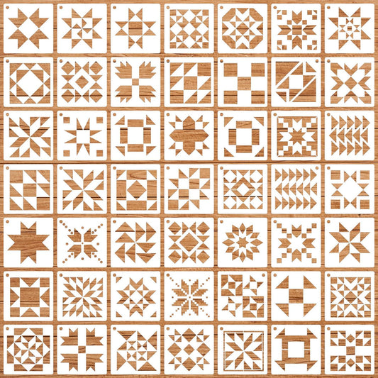 Stencils for Painting on Wood Reusable 3inch Barn Quilt Stencil for Crafts Drawing Templates for Wood Sign Fabrics Paper Card Decor
