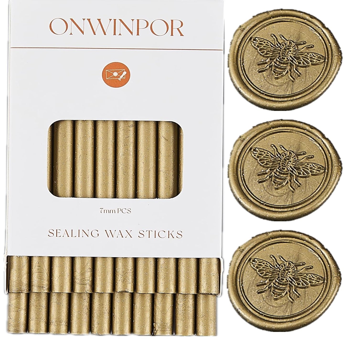 Wax Seal Sticks Bronze, ONWINPOR 20pcs Glue Gun Wax Sealing Sticks for Wax Seal Stamp, Bronze Gold Mini Wax Gun Sticks Suit to 0.28'' Glue Gun, Wedding Invitations, Envelope (Copper)