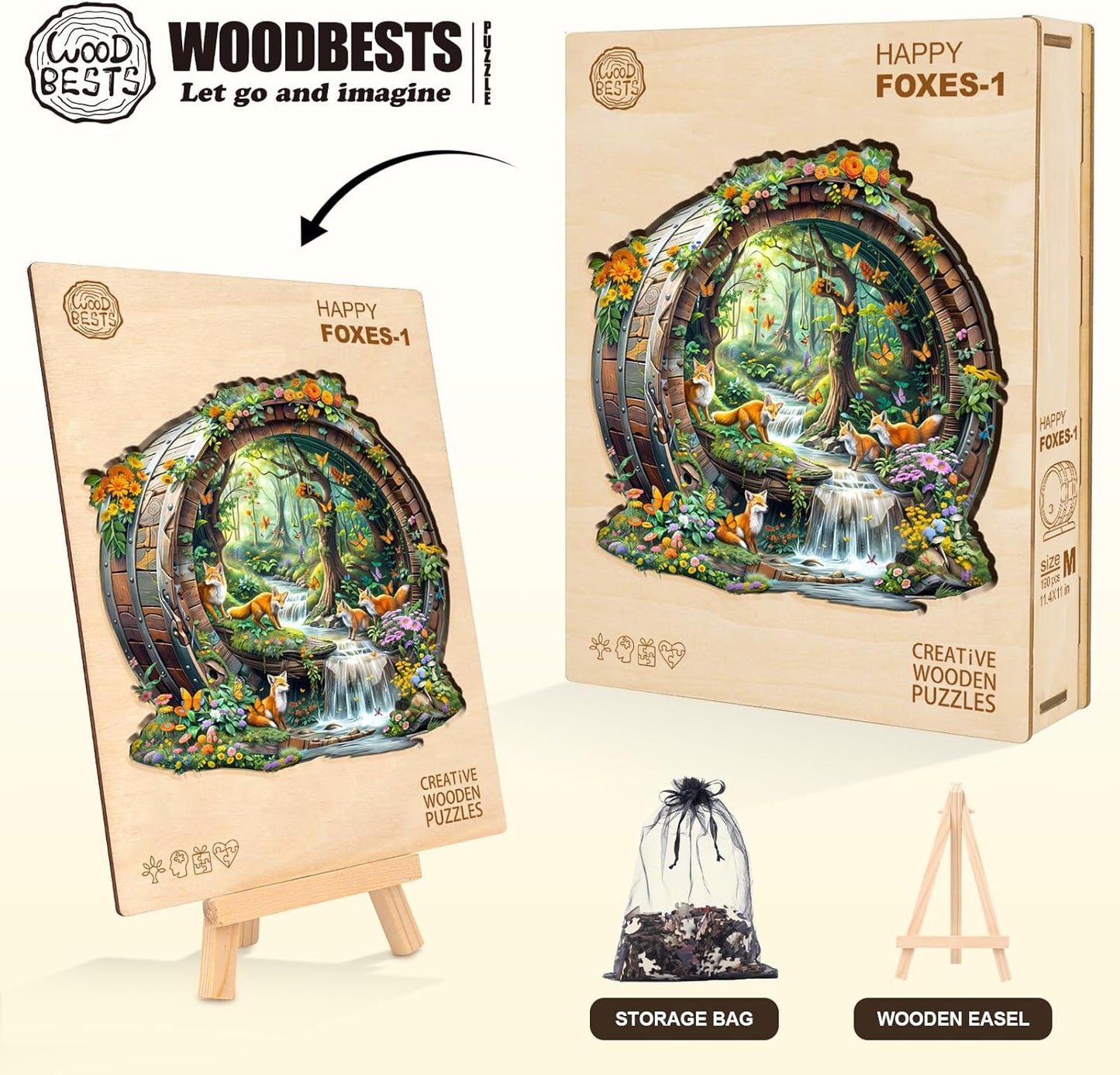 Wooden Puzzles for Adults, Fox Wooden Jigsaw Puzzle for Adults, 190 Piece Unique Animal Shape Wood Puzzles Adult, Birthday Party Gifts for Friends & Family Leisure Time Game Home Decor (M-11.4*11in)