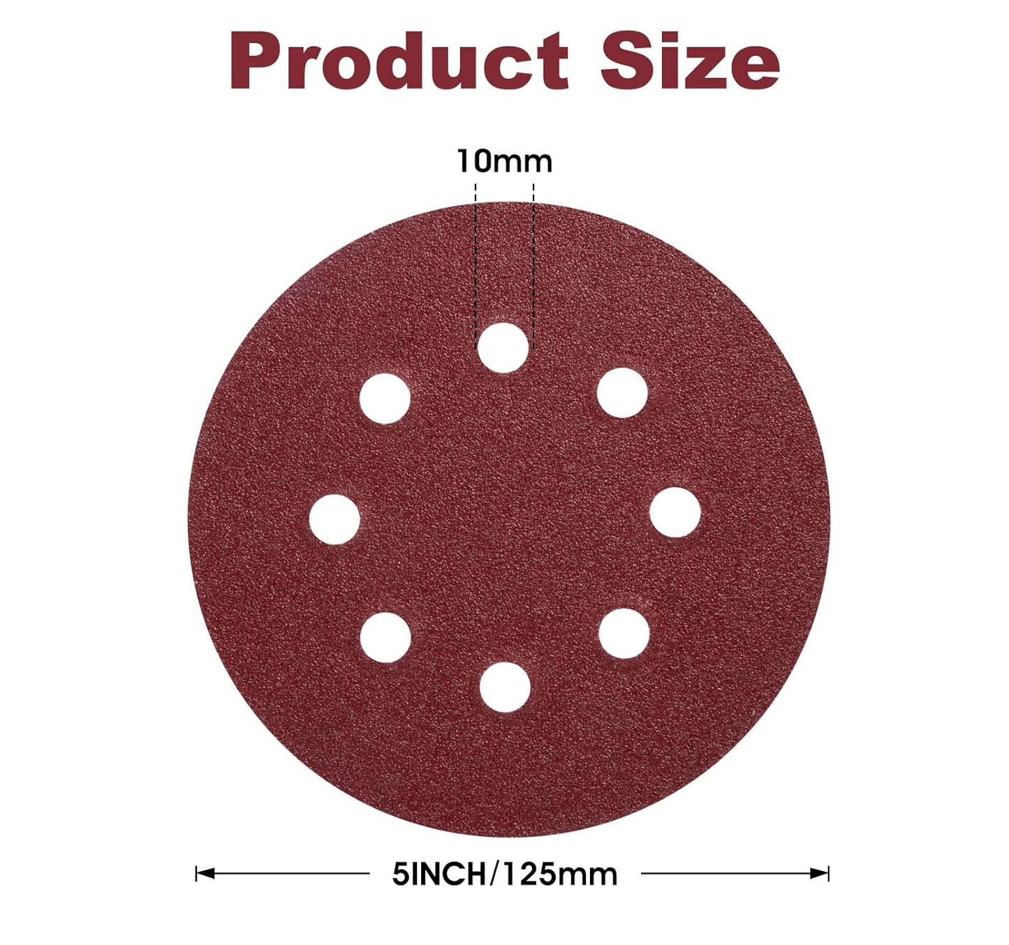 S SATC 150 PCS Sanding Discs 80 Grit Hook and Loop 5 Inch 8 Hole Adhesive Sandpaper for Woodworking and Automotive