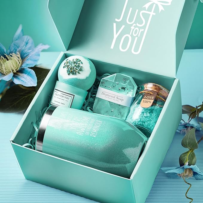 Gifts for Mom, Women, Wife, Girlfriend, Sister, Best Friend, Her - Unique Mothers Day, Birthday, Valentines, Christmas Gifts - Gardenia Inspirational Self Care Spa Gift Basket Set, Thank You Gifts