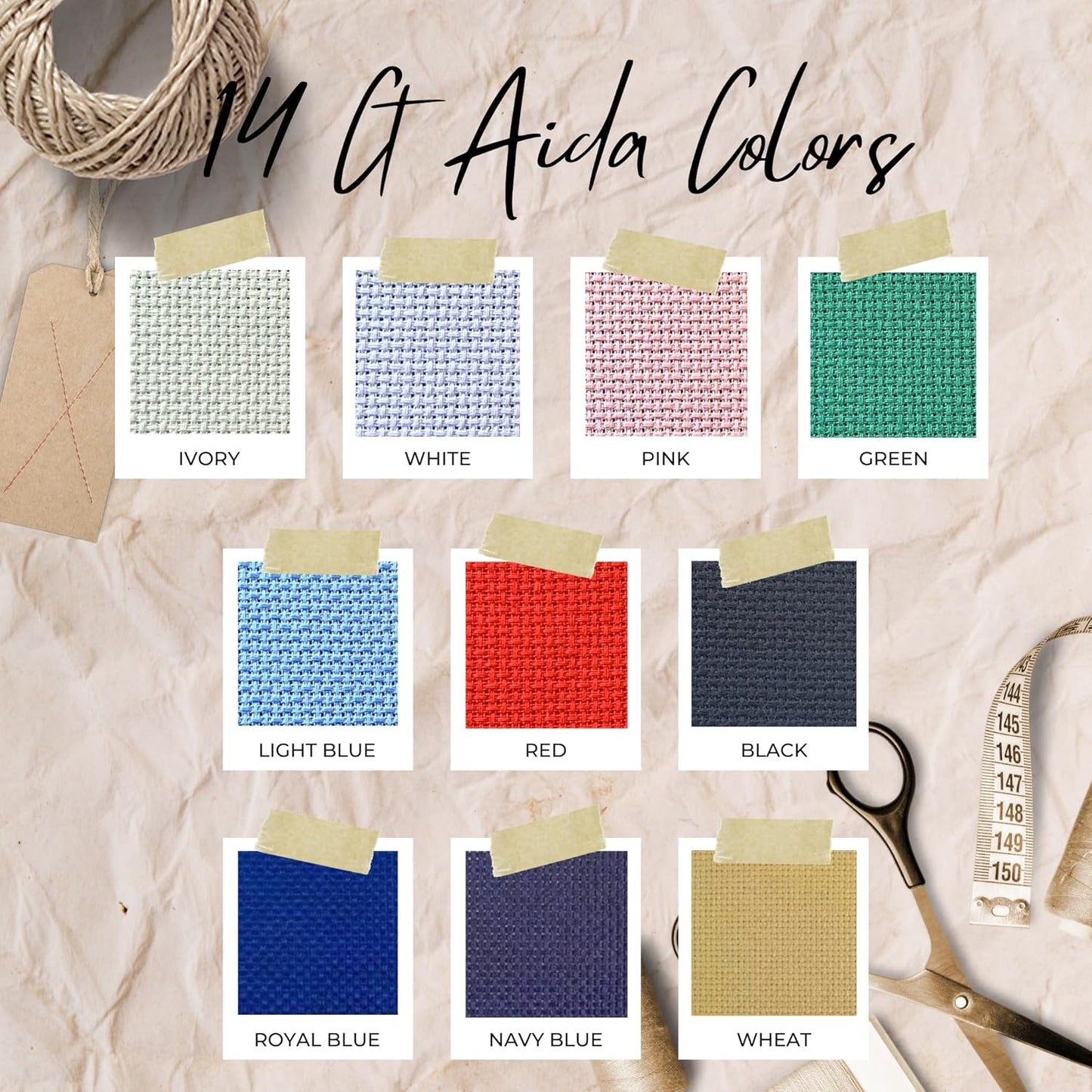 2 Sheets of Navy 14 Count Aida Cloth – 18 x 18 Inch Pre-Cut Fabric Squares – Cross Stitch Fabric – 100% Cotton – Ideal for Needlework & Embroidery – The Knotty Unicorn