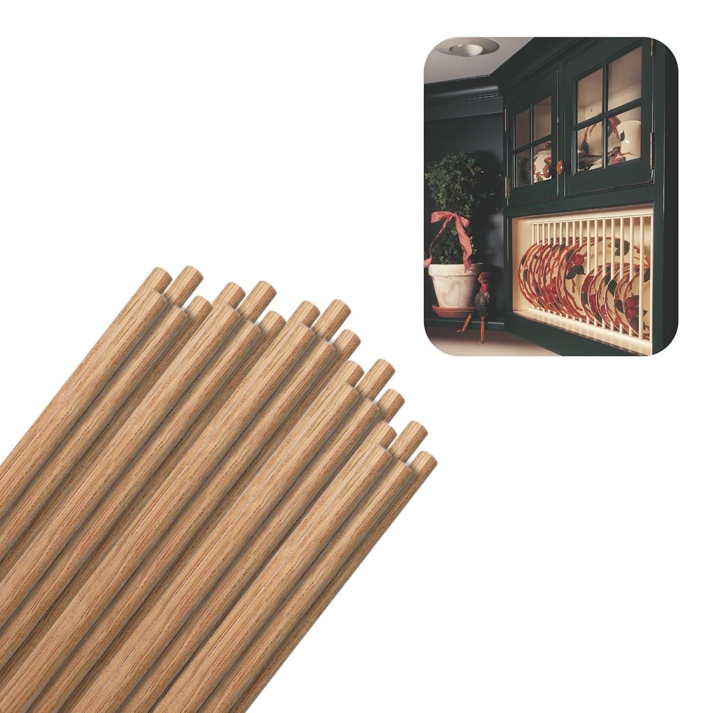 Red Oak Round Dowels (1/4" x 36", Pack of 25) | Variety of Diameters & Wood Species | Unfinished Wooden Dowel Rods for Crafts & DIY Home Projects | Curtain Rod, Macrame Supplies, Cake Pops, Flagpole