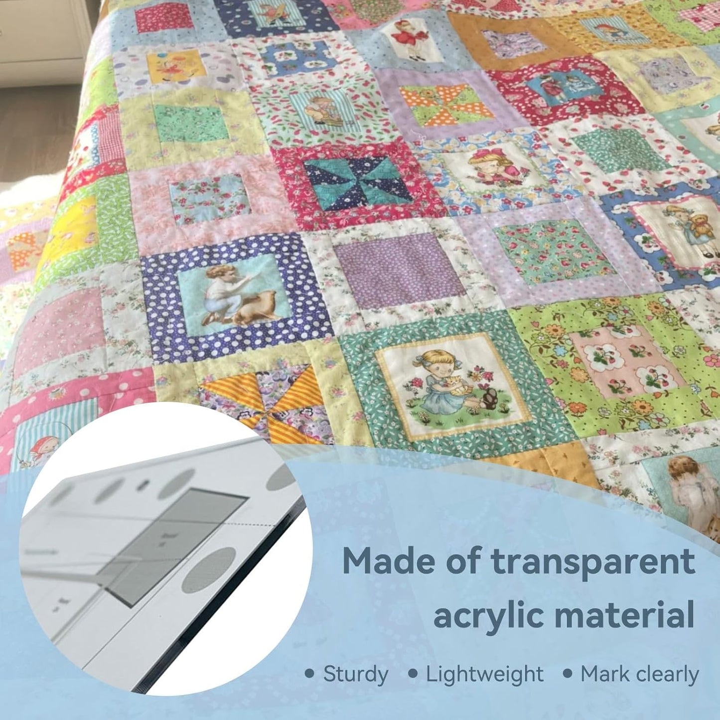 Wonky Log Cabin Trim Tool, 10in Creative Grids Quilting Rulers Transparent Acrylic Quilting Ruler with Grids, Non-Slip Grip Acrylic Quilting, Sewing, Crafting, Patchwork Ruler and Template