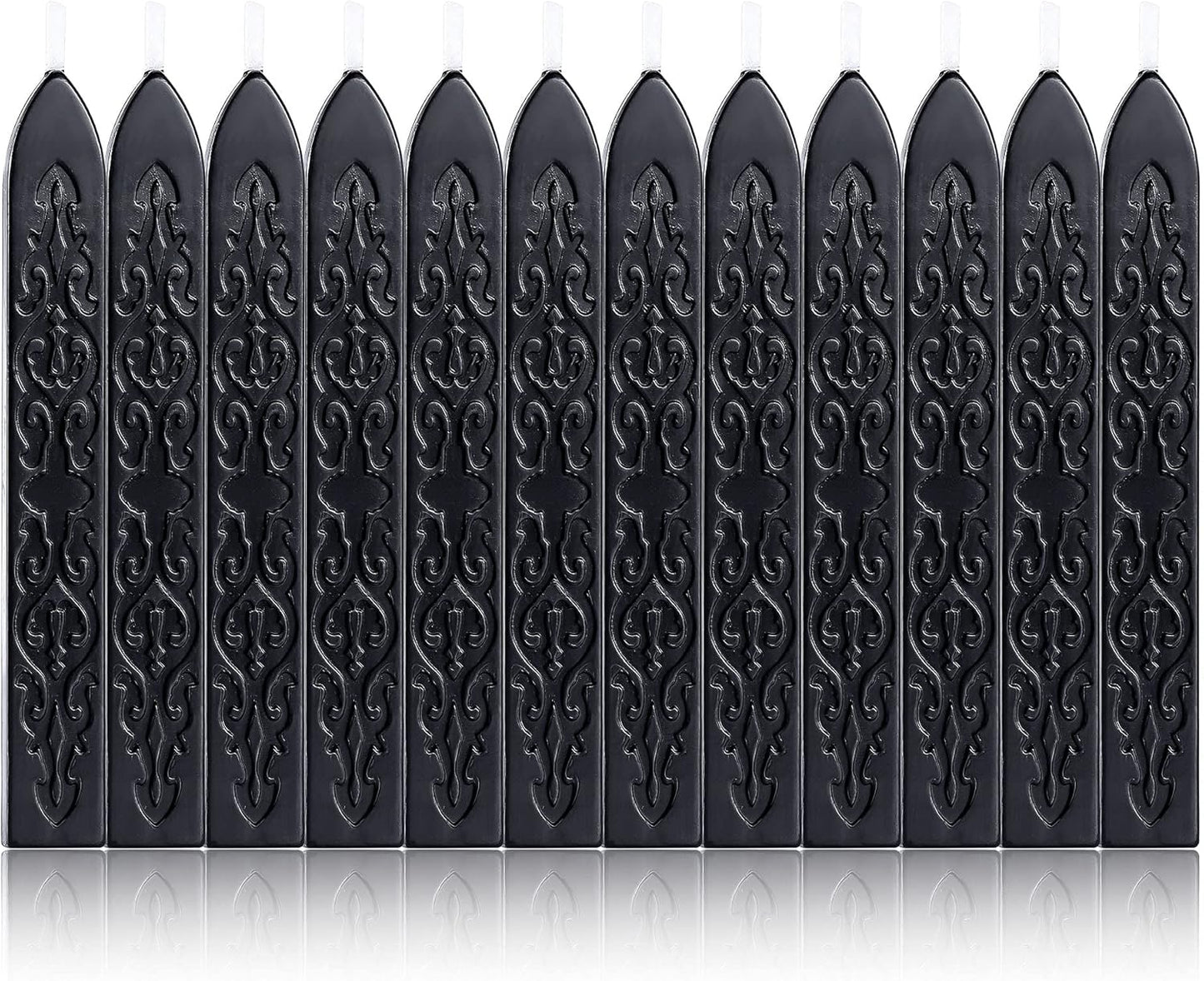 Yoption 12 Pcs Sealing Wax Sticks with Wicks, Antique Black Totem Fire Manuscript Seal Wax for Wax Seal Stamp (Black)