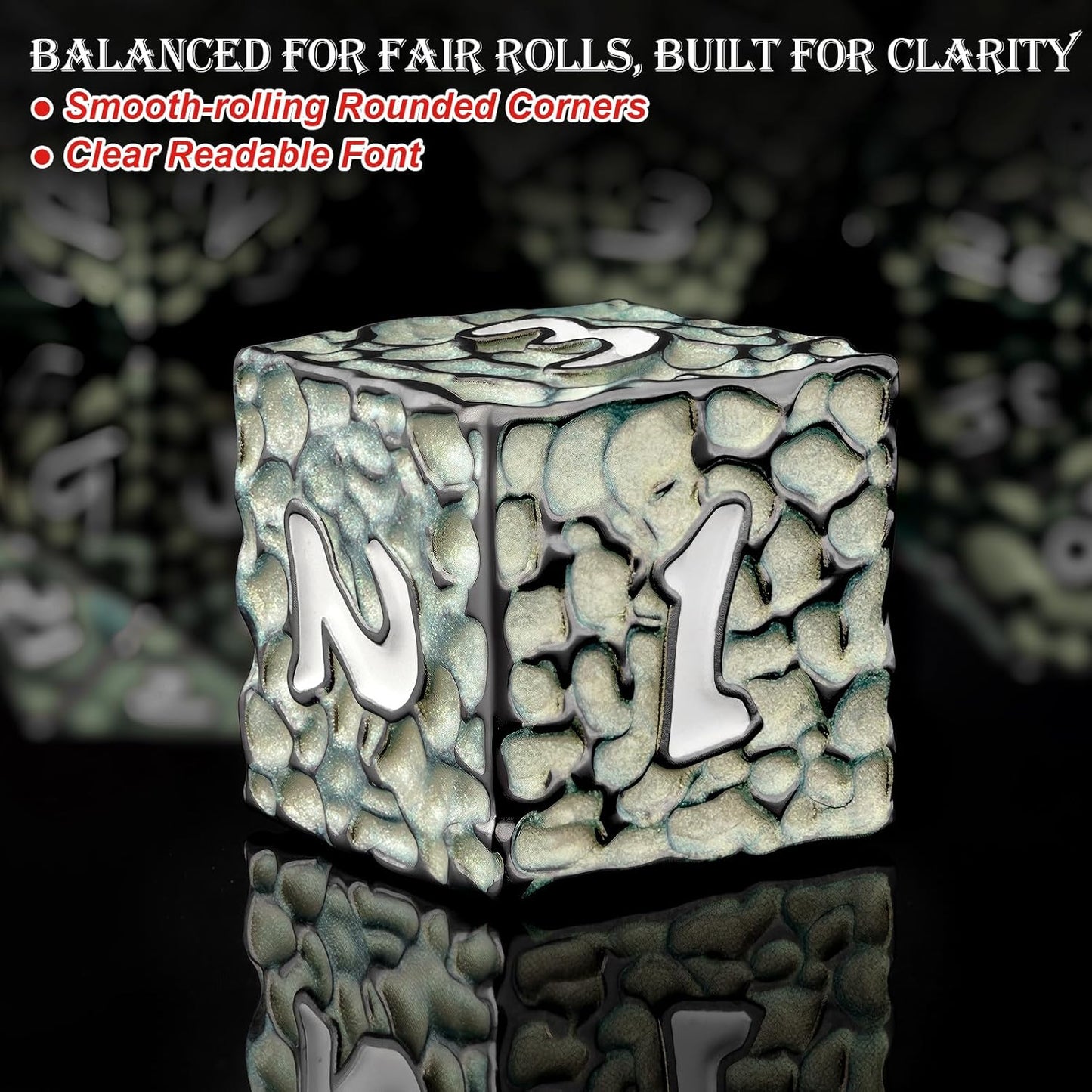 Haxtec Metal DND Dice Set Polyhedral D&D Dice Compatible with Dungeons and Dragons Gift TTRPG Black Green Metal Dice