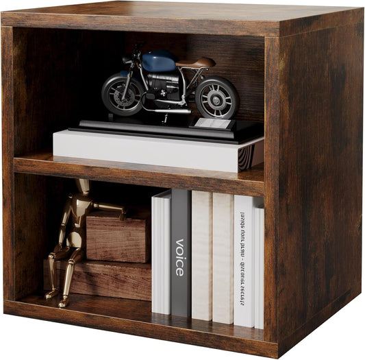 FUSUNBAO Magic DIY Storage Organizer - Stackable Cubes for Home Books, Clothes, Toys-Modular Cubby Storage System-Office Cubical-Bookcase Closet (Antique Brown, 1 Layer Cube)