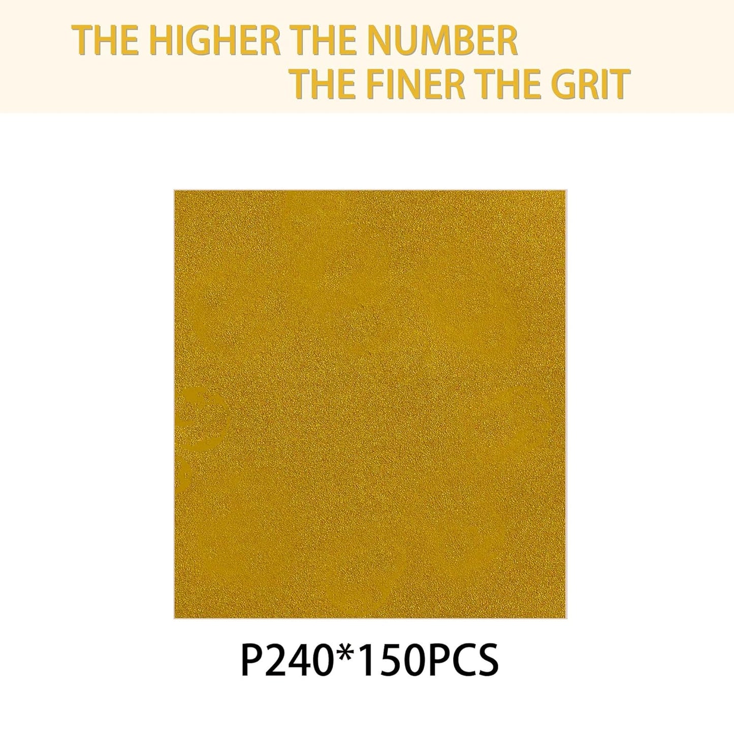 150PCS 240 Grit Gold Sanding Discs, 5-Inch 8-Hole Sandpaper for Random Orbital Sander, for Automotive or Woodworking