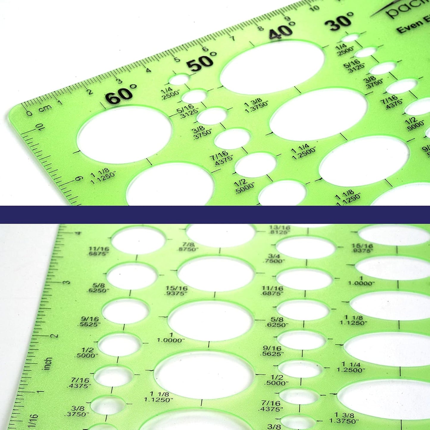 Pacific Arc Even Ellipse Master Template Guide, 79 Ellipses in 5 projections of 20, 30, 40, 50, and 60 Degrees