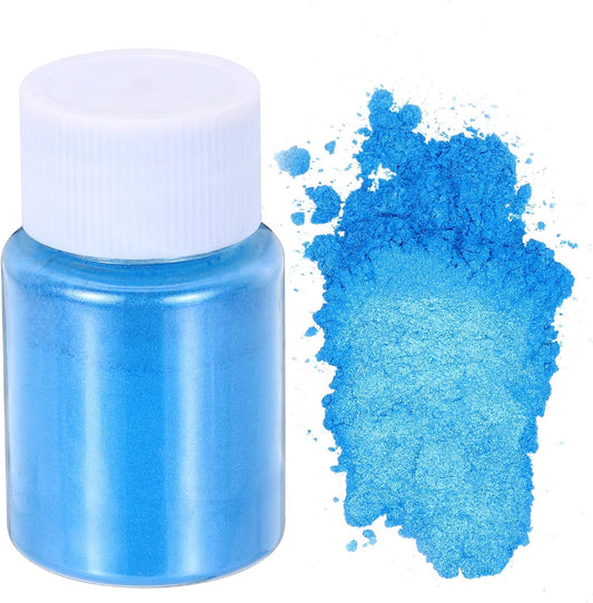 uxcell 10g/0.35oz Cosmetic Grade Mica Powder, 600 Mesh Mica Powder Natural Resin Epoxy Pigment Powders for Casting Resin, Candle Dye, DIY Nail Polish and Lip Gloss, Deep Sky Blue
