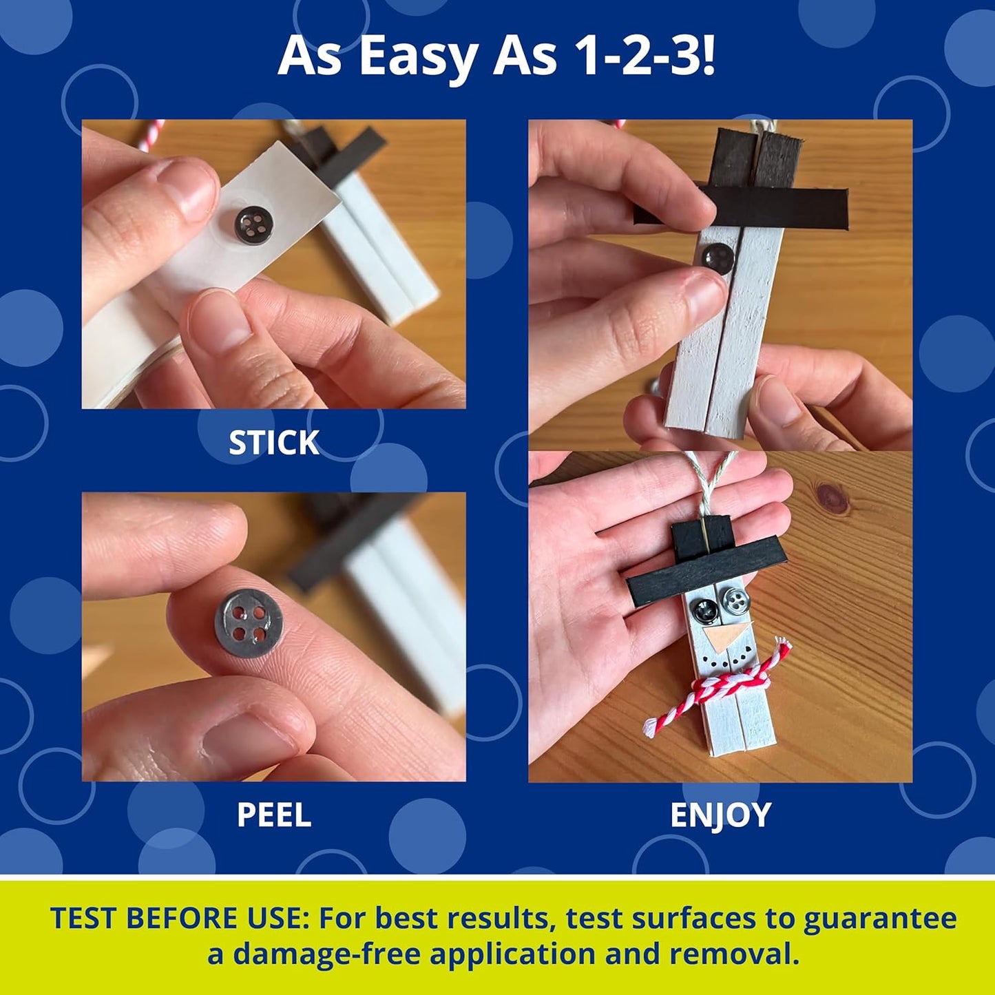 Glue Dots, Mini Dots, Double-Sided, 3/16", 900 Dots, DIY Craft Glue Tape, Sticky Adhesive Glue Points, Liquid Hot Glue Alternative, Clear, 3 Pack