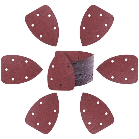 100-Pack Mouse Sandpaper (5-Hole) 100 Grit for Mouse Detail Sanders, Premium Aluminum Oxide, Easy to Replace, Ideal for Woodworking, Furniture Refinishing, and Crafting