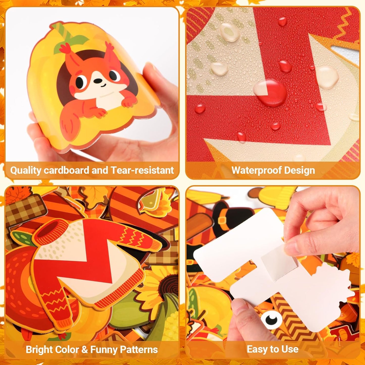 Faccito 176 Pcs Fall Bulletin Board Decorations Letters Numbers Alphabet Autumn Paper Cutouts Punctuation Symbols Combo Set Thanksgiving Classroom Decorations for School Chalkboard Party Teacher