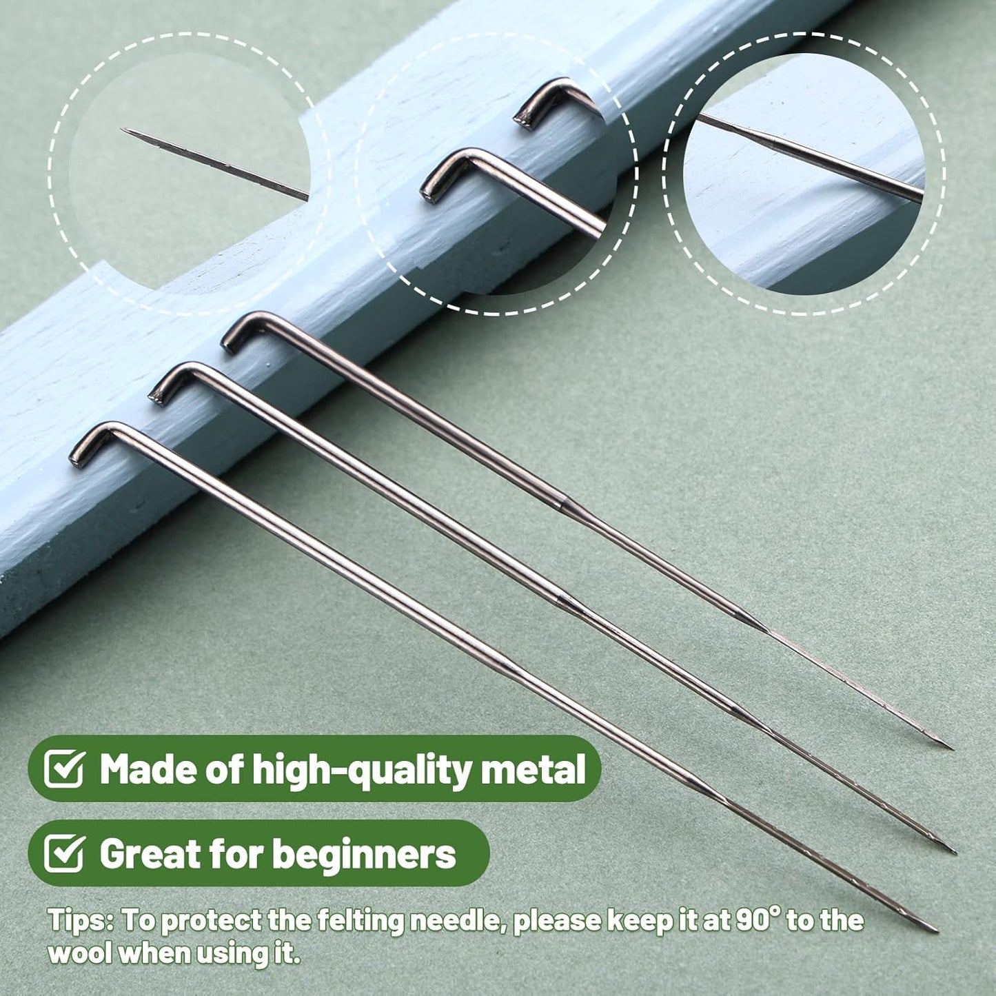 Yizzvb Wool Felting Needles, 4 Sizes Felting Needles with Needle Bottle Felting Tool Holders, Complete Needle Felting Tools Kit Needle Felting Supplies for Beginner Professional