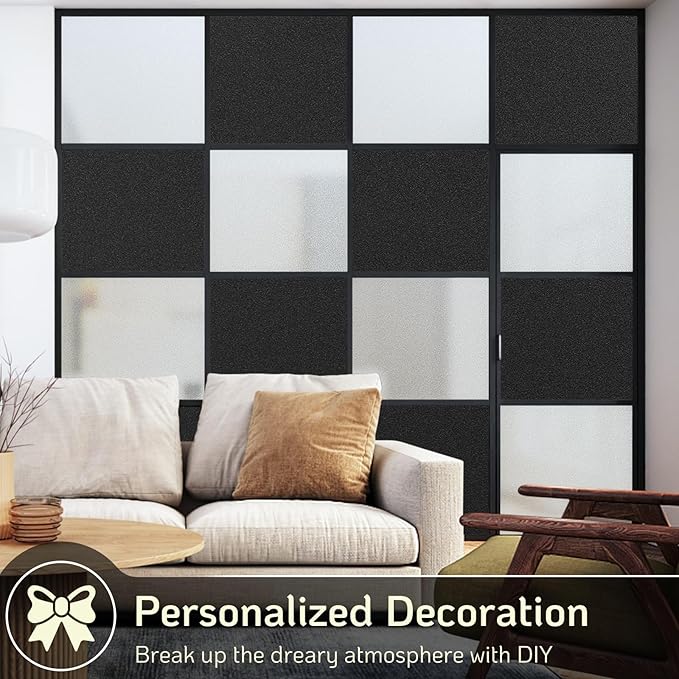 LUTE Blackout Window Film, Sun Light Blocking Frosted Privacy Cling for Glass, Darkening Window Tint for Day Sleep Black Out Shades, UV Blocking Static Cling Blackout Cover, 35.4" x 118.1"