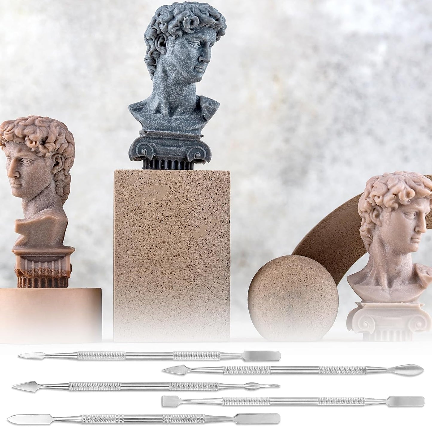 Clay Sculpting Tools, 5 PCS Stainless Steel Pottery Spatula Wax Carving Tools Set Double-Ended Polymer Clay Tools Kit for Modeling, Embossing, Sculpting and Shaping Miniatures