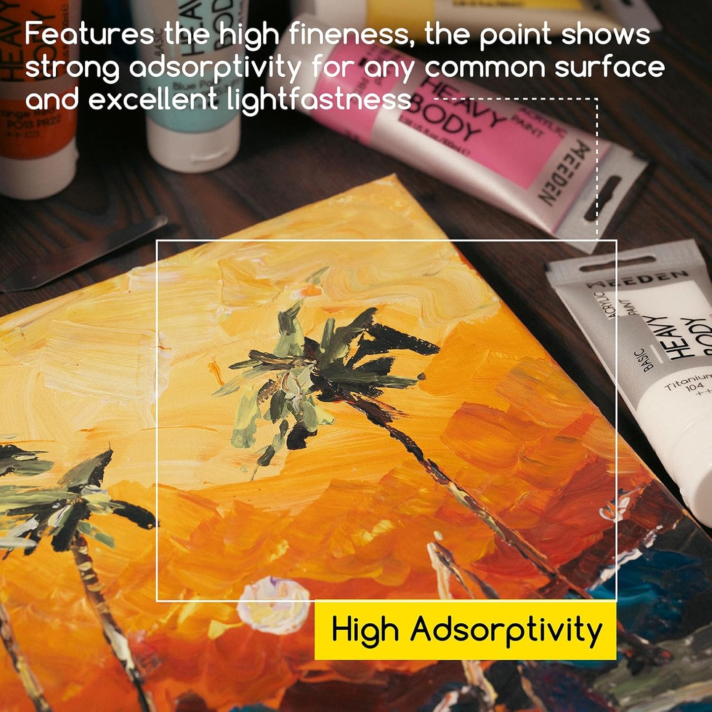 MEEDEN Acrylic Paint Yellow Middle: 100ml/3.38oz Heavy Body Acrylic Paint Tube Bundled with Additional Titanium White Color for Art Craft Painting