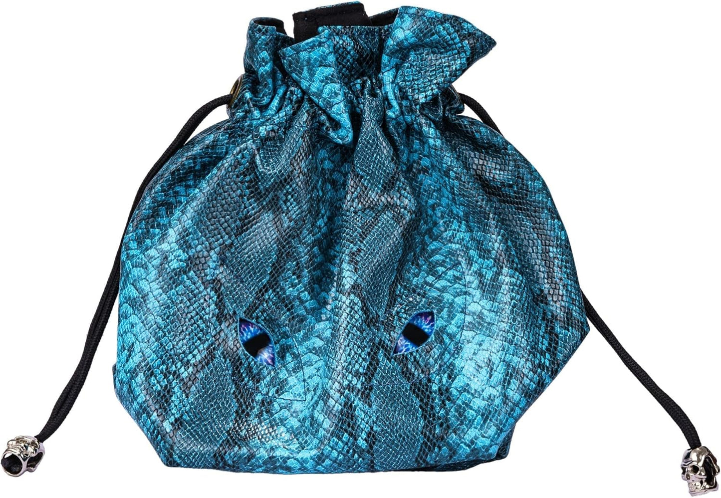 Large DND Dice Bag Leather Dice Storage Bag Blue D&D Drawstring Pouch with Pockets for RPG Table Games - Can Hold 200+ Dice