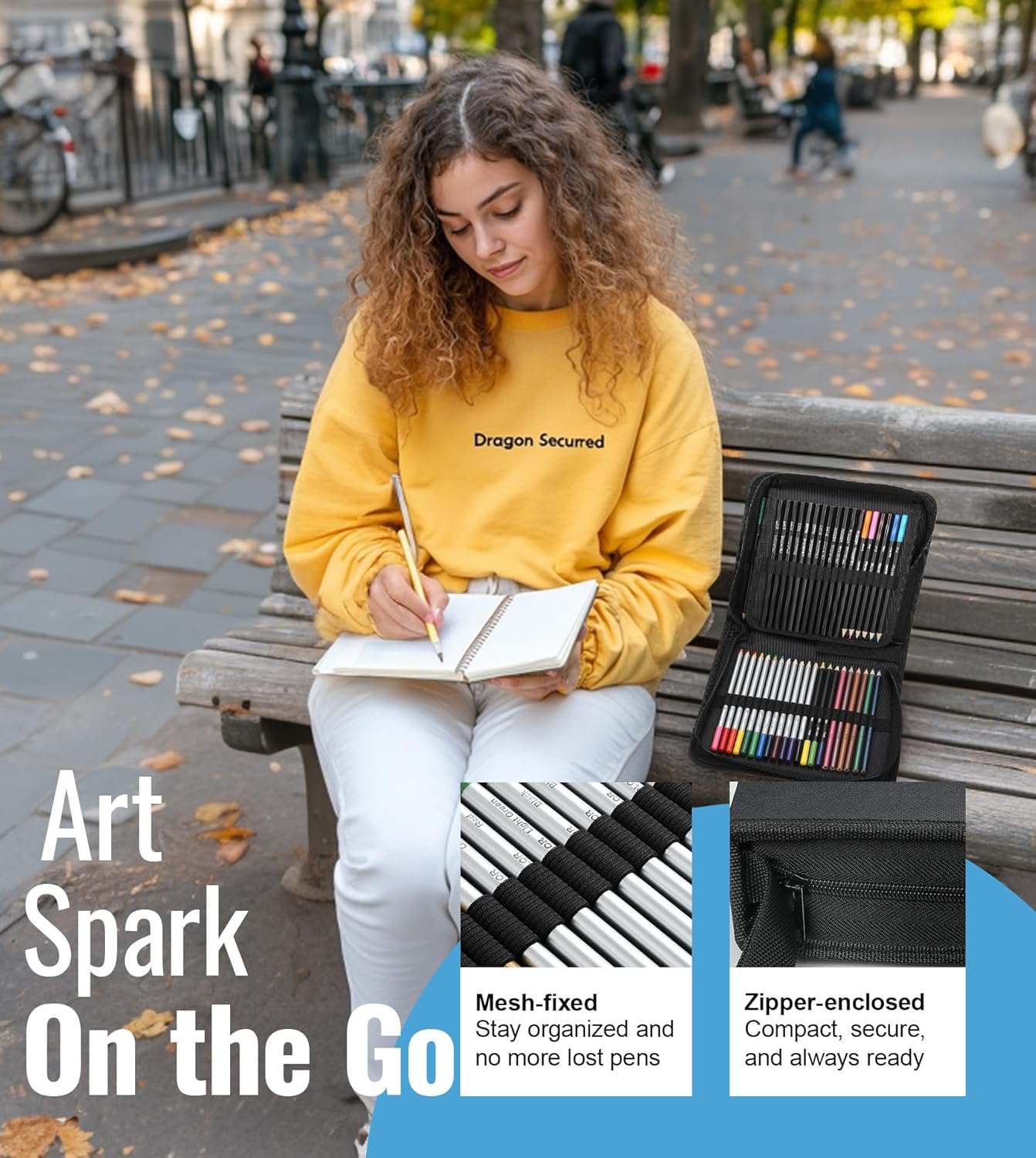 COOL BANK 76 Pack Art Supplies Sketching Kit with 100 Sheets 3-Color Sketchbook, Drawing Pencils Include Graphite Colored Charcoal Watercolor & Metallic Pencils, for Kids Adults Beginner Artists