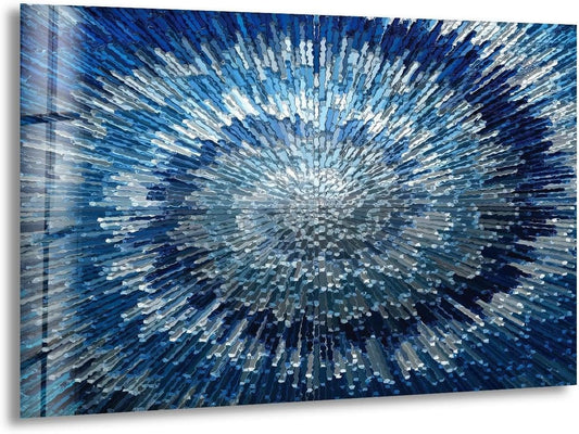 My Photostation.com 43Wx27H'' Abstract Blue Textured Glass Wall ArtTempered Glass Printing Wall Decor Large Wall Art Wall Hangings