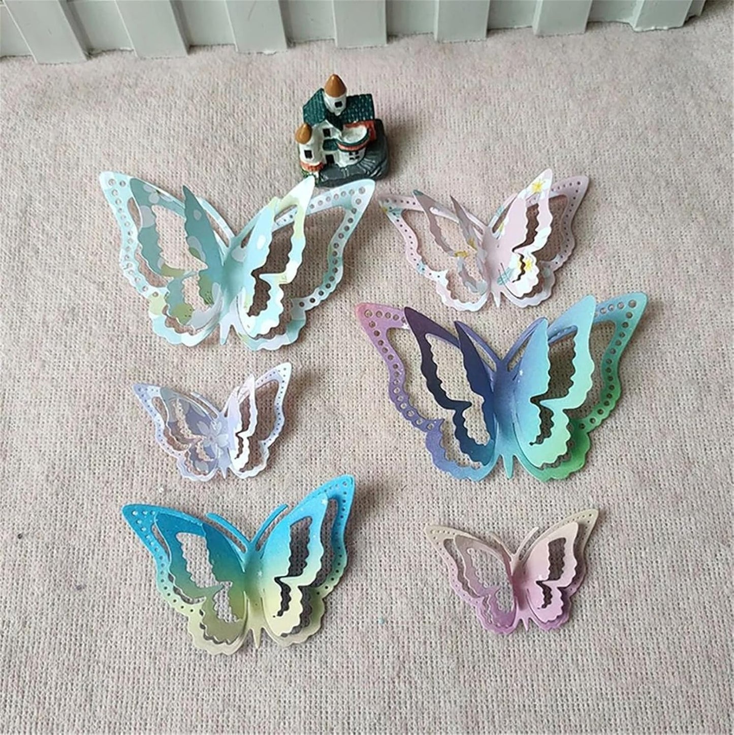 Cutting Dies Metal Stencils Scrapbooking Tools DIY Embossing Template for Paper Card Making Album Arts Crafts Supplies (3D butterfly-9x12.6cm)
