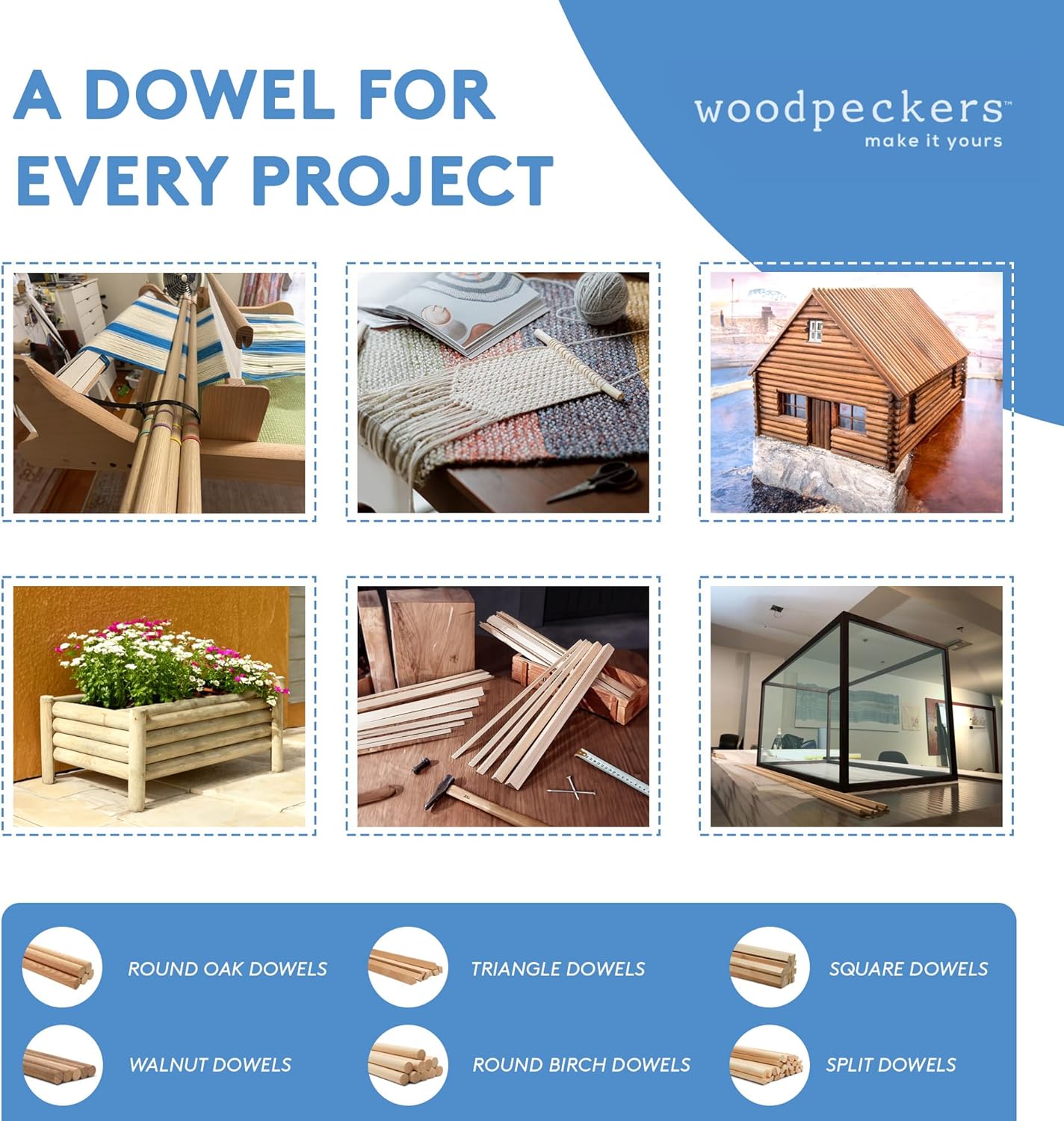 Wooden Dowel Rod, 1 Inch x 36 Inch Wood Dowels, Pack of 2 Wooden Dowels for Crafts, Unfinished Hardwood Wooden Dowels Rods, Strong Wood Rod Dowels for Crafting and DIYers